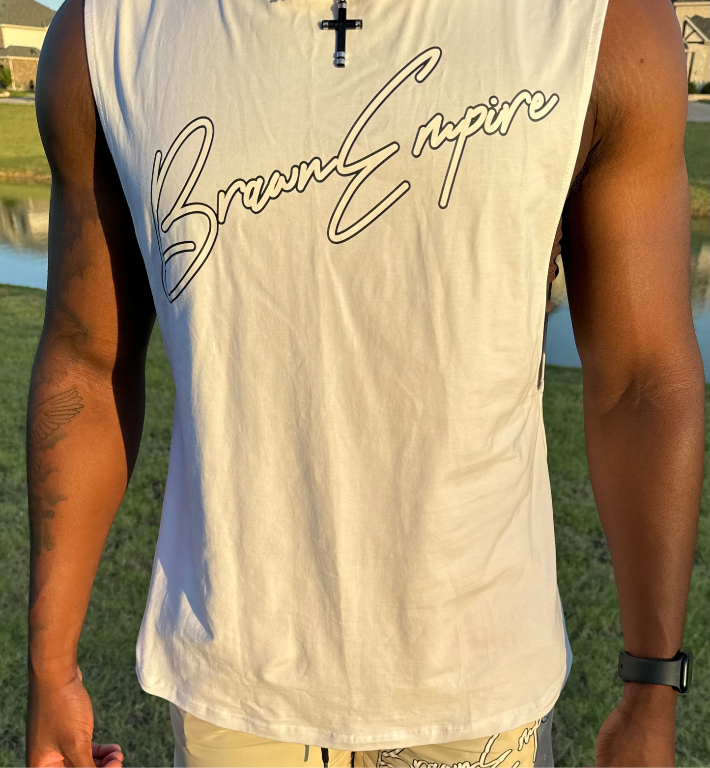 White Signature Hoodie Tank Top